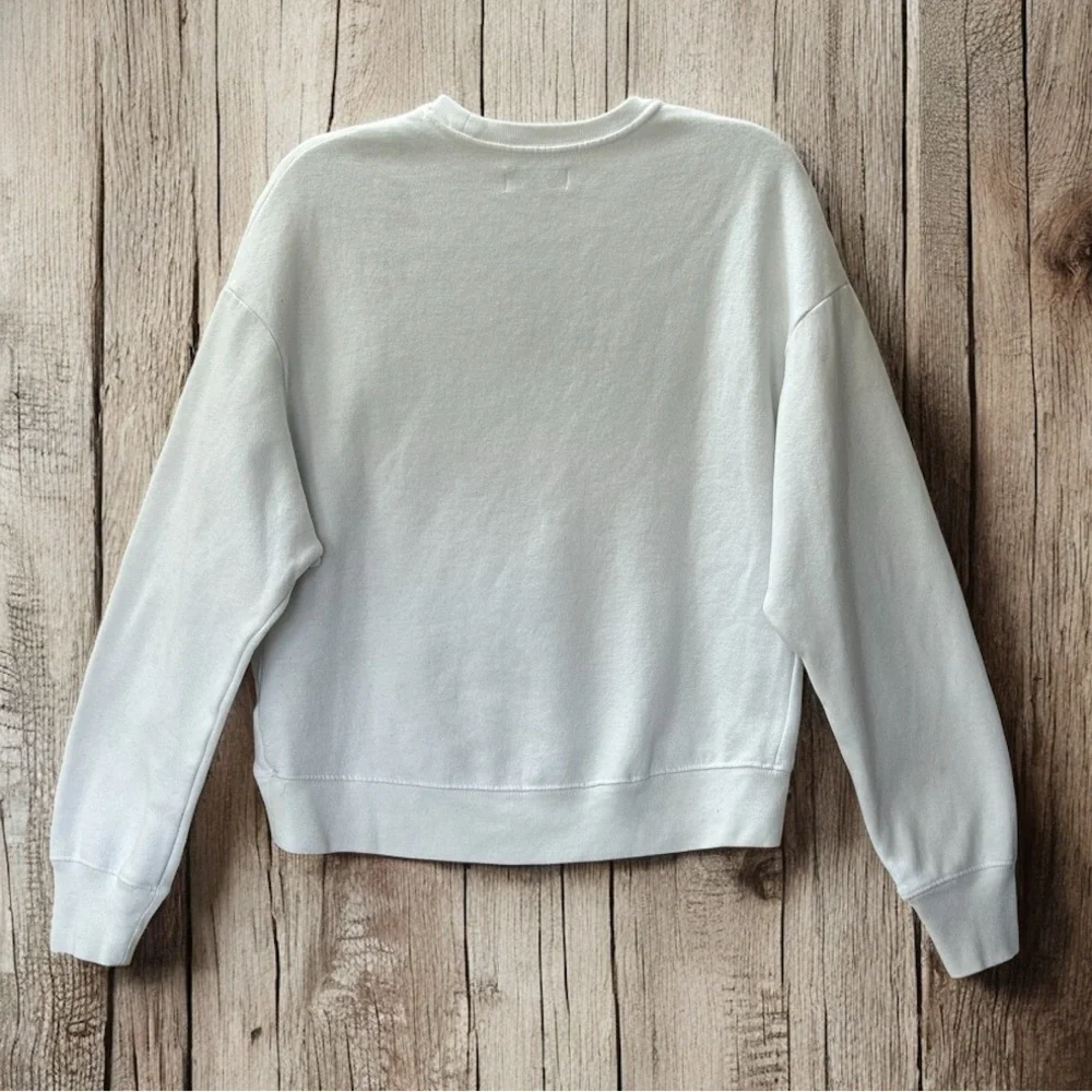 Hollister White Crewneck Sweatshirt with Black Angel Graphic Size S - Picture 4 of 8